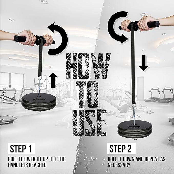 Yes4All Wrist and Forearm Blaster, Build Massive Grip Strength & Muscles with Steel Wrist Roller & Forearm Roller, Heavy Duty Arm Blaster Fits 1" & 2" Weight Plates, Improve Lifting Power