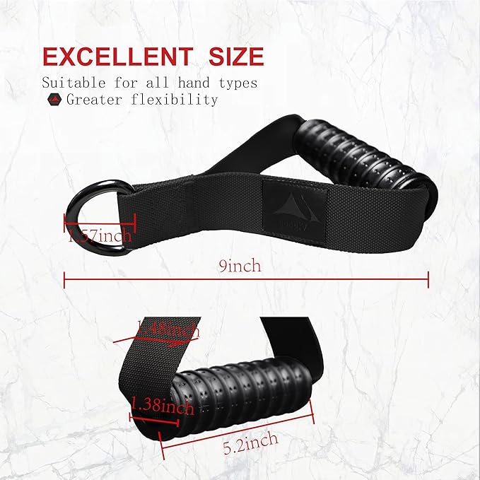 Heavy Duty Exercise Handles, Ultra-Durable Rubber Workout Grip Attachments for Cable Machines, LAT Pulldown, Resistance Bands, Home Gym and Commercial Fitness Equipment