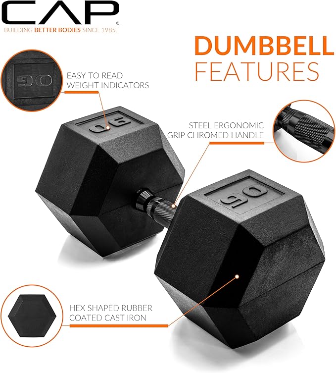 CAP Barbell Coated Dumbbell Weight | Multiple Options Pairs & Sets