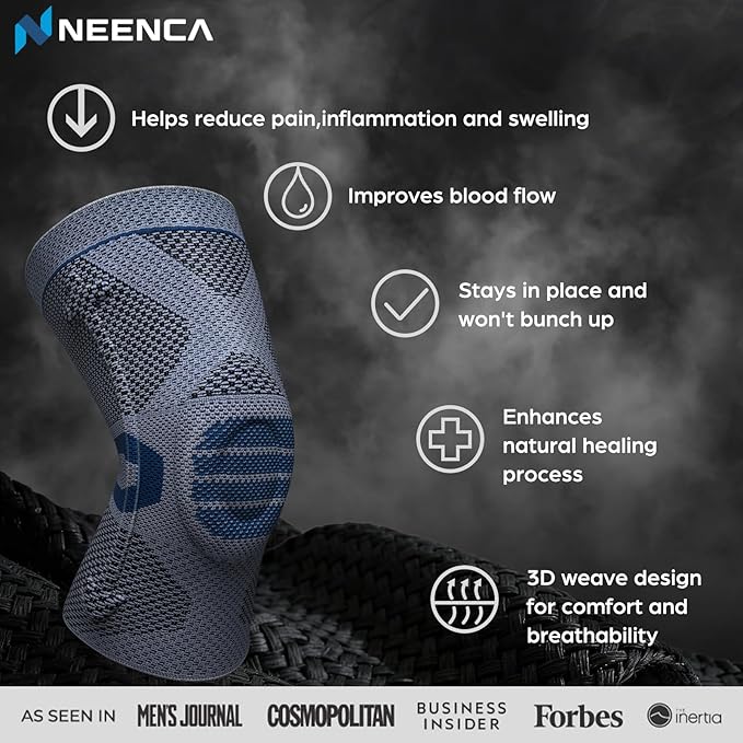 NEENCA Professional Knee Brace for Pain Relief, Medical Knee Compression Sleeve, Knee Support with Horizontal Knit Tech for Meniscus Tear, ACL, Arthritis, Joint Pain, Runner, Workout