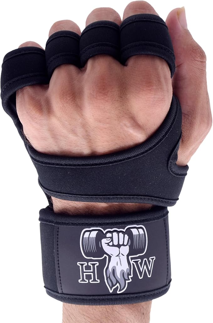 HW Weight Lifting Gloves for Men & Women – Gym Workout Gloves with Wrist Support, Full Palm Protection & Grip – Breathable Gloves for Crossfit, Training, Fitness & Strength Workouts
