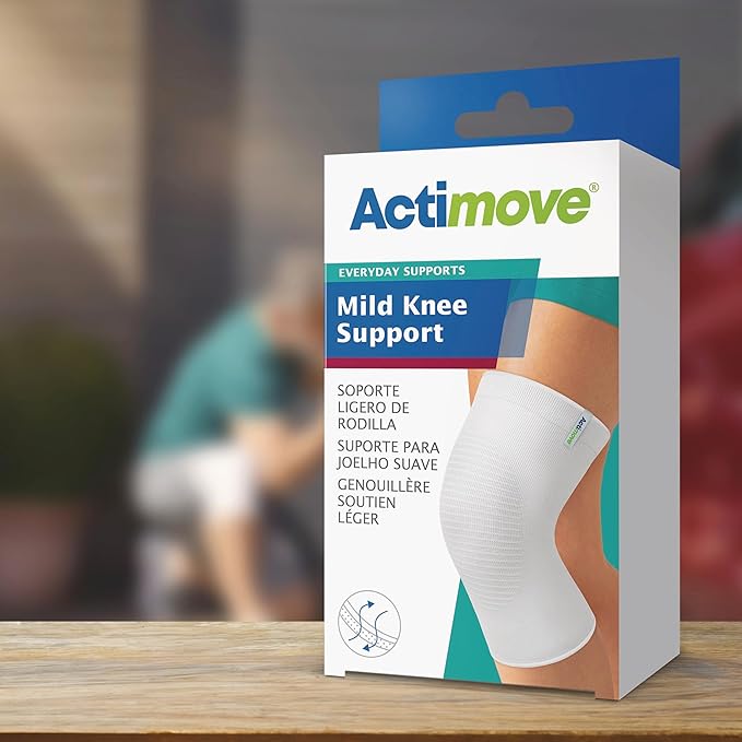 Actimove Everyday Supports Mild Knee Support - Mild Support, Lightweight, Easy to Apply for Slightly Swollen and Aching Knees – White, Small