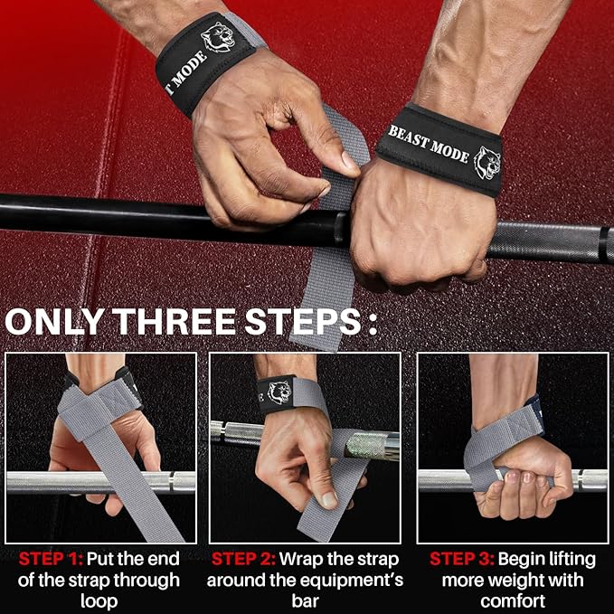 TECEUM Lifting Straps for Weightlifting Gym Strength Training - Wrist Straps with Neoprene Padded Cotton - Men & Women – Ideal for Powerlifting, Bodybuilding & Deadlifts
