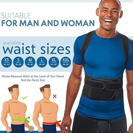Selbite Posture Corrector for Men and Women - Back Brace for Upper and Lower Body Support - Adjustable Straightener with Pain Relief and Muscle Memory (Small)