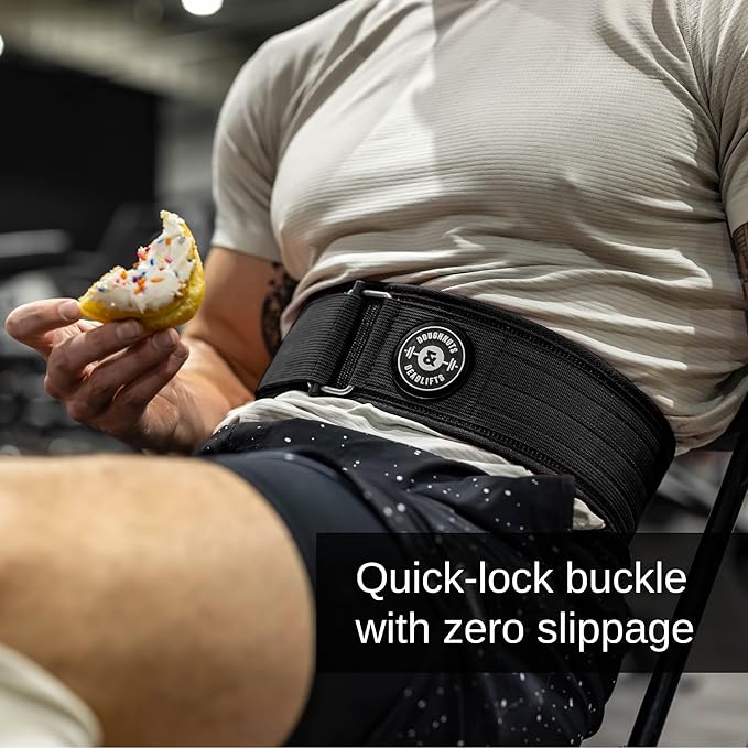 Weight Lifting Belt for Squats, Weightlifting Belt for Deadlifts - 4in Back Support for Bodybuilding | Powerlifting, Locking Metal Buckle, Weight Lifting Belts for Men - Quick Locking