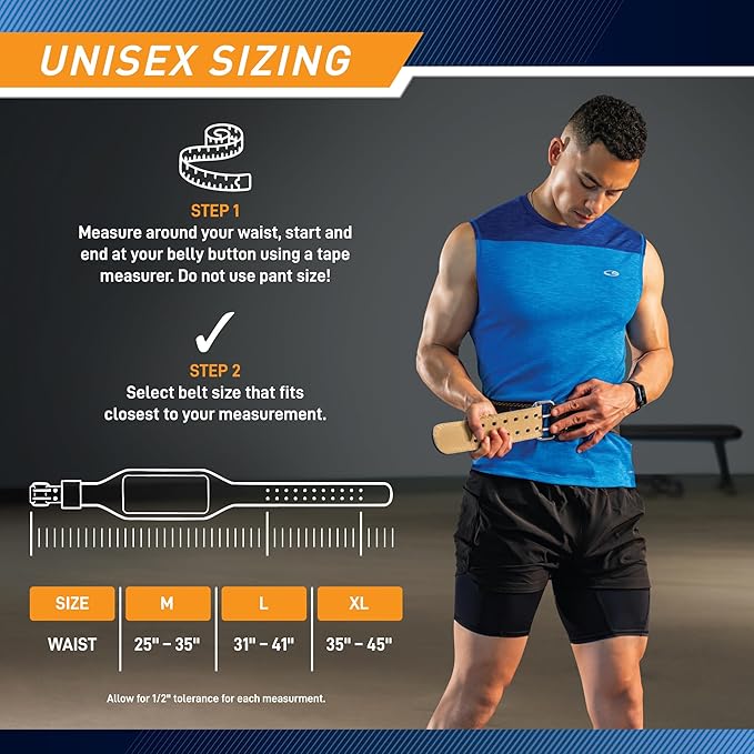Apex by Marcy 6-Inch Wide Genuine Leather Weightlifting Belt for Men and Women
