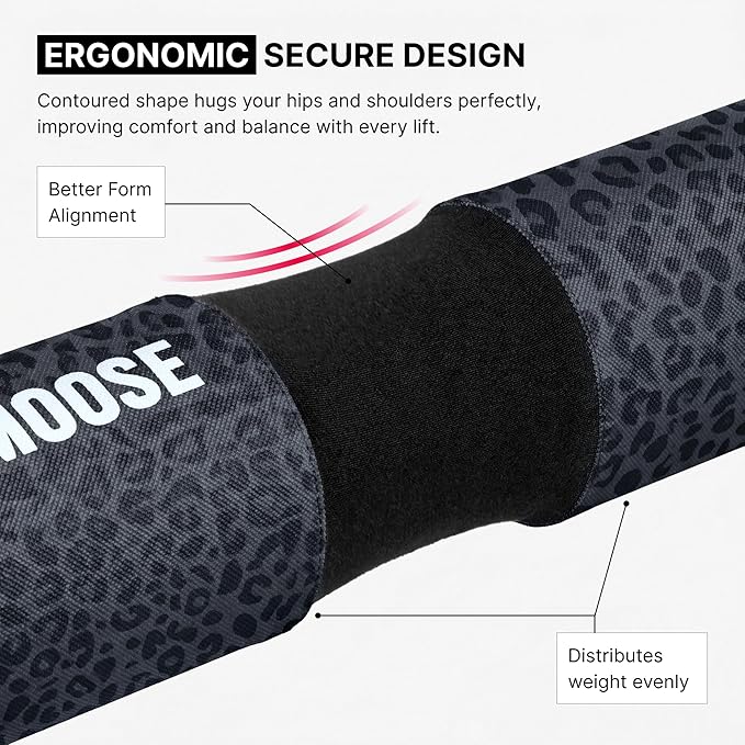 DMoose Fitness Barbell Pad for Hip Thrust, Squat & Lunges - Non-Slip Thick Foam Cushion for Neck and Back Support with Two Straps - Hip Thrust Pad for Leg Day - Fits All Olympic Bars and Smith Machine