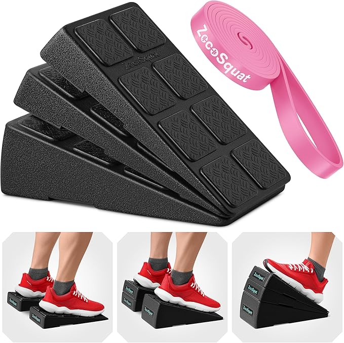 Squat Wedge Block Set of 3/5 - 960 LBS Capacity - Slant Board for Calf Stretching with 5 Stackable Angles - Calf Stretcher Slant Board - Workout Equipment - EPP Material for Exercise Equipment & Physical Therapy