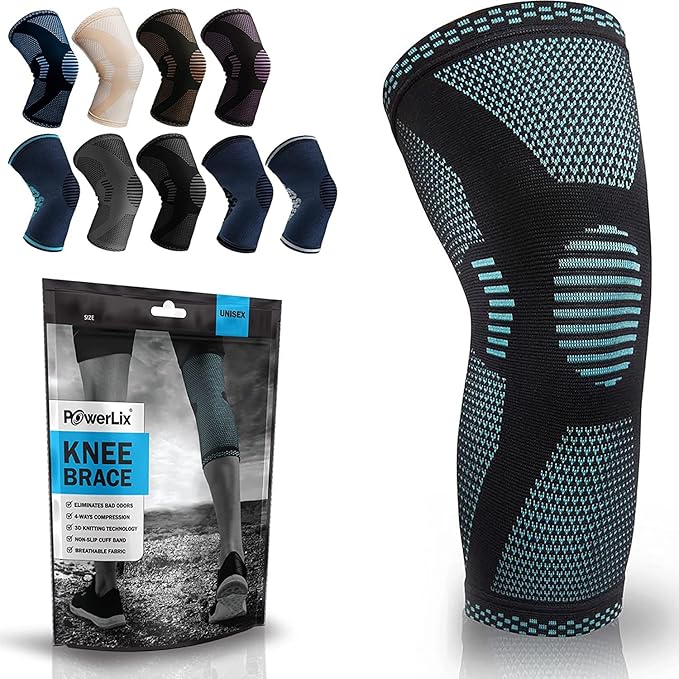 POWERLIX Leg Sleeve - Best Knee Brace for Leg Pain for Men & Women Knee Support for Running, Basketball, Weightlifting, Gym, Workout, Sports â€“Please Check Sizing Chart