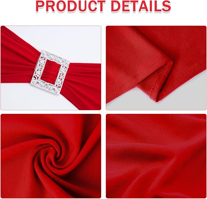 Joccun 120 PCS Spandex Chair Sashes Bows Stretch Chair Cover Band with Buckle Slider Universal Elastic Chair Ties for Wedding Banquet Party Event Decoration (Ruby)
