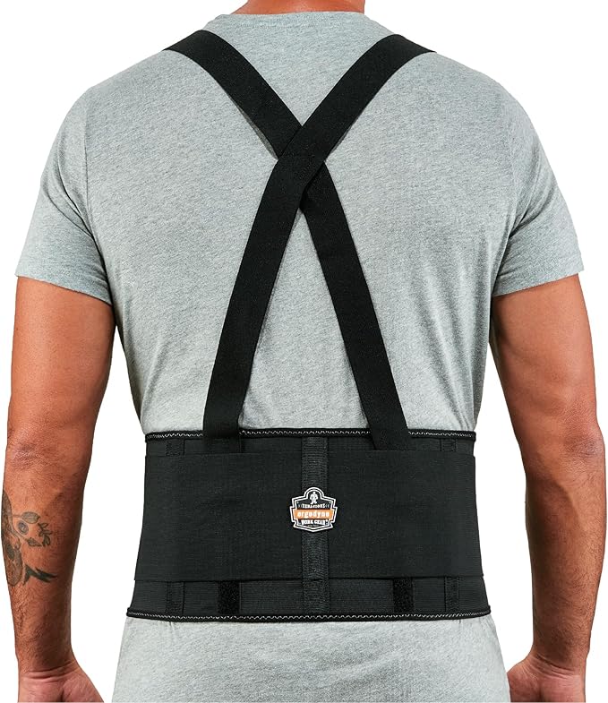 Ergodyne ProFlex 1650 Back Support Belt, 7.5" Elastic, Adjustable, Removeable Straps, 4XL , Black