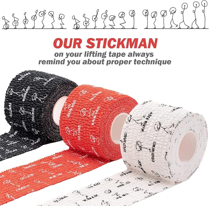 WARM BODY COLD MIND 1.85" Weightlifting Thumb Tape - Hook Grip Tape for Powerlifting, Cross Training, Gym Tape, Workout, Weight Lifting Tape, Athletic Finger Wrap (Yellow 3 Rolls)