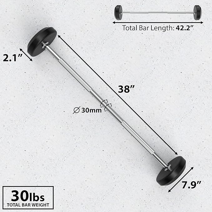Synergee Fixed Barbell Pre Weighted Straight Steel Bar with Rubber Weights - Fixed Weight