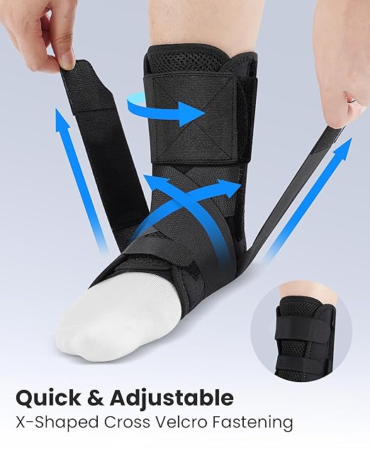 Ankle Brace for Women Men - Ankle Support Brace for Sprained Ankle, Ankle Stabilizer for Achilles, Tendon, Sprain, Injury Recovery, Lace up Ankle wrap for Running, Basketball, Volleyball (Upgrade Ankle Brace, Small)