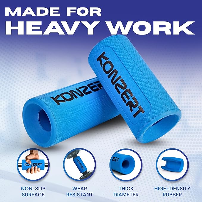 2.25 Inch Diameter Thick Grips - Increase Handle Diameter Of Dumbbell, Barbell, Pull Up Bar & Cable Handle for Arm Strength And Enhanced Muscle Activation