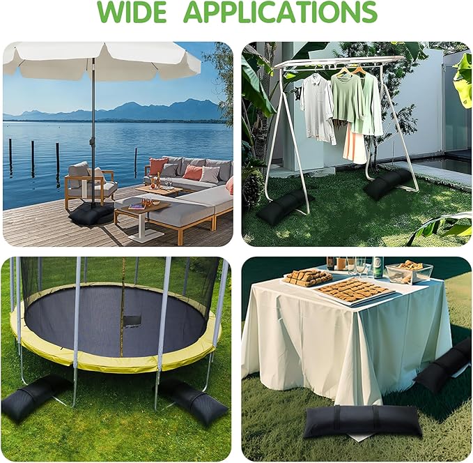 SandBags for Weight, 4 x 44 LBS Fillable Black Sand Bags for Umbrella Base Weight, Patio Furniture Weights, Umbrella Stand, Outdoor Garden Backyard Furniture(Without Sand) (4, Black)