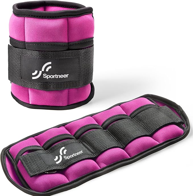 Sportneer Adjustable Ankle Weights Set - 1 Pair (2-10 lbs) Removable Sandbags for Women & Men, Comfortable Neoprene Leg Weights for Walking, Running, Pilates, Yoga, Home Workout & Physical Therapy