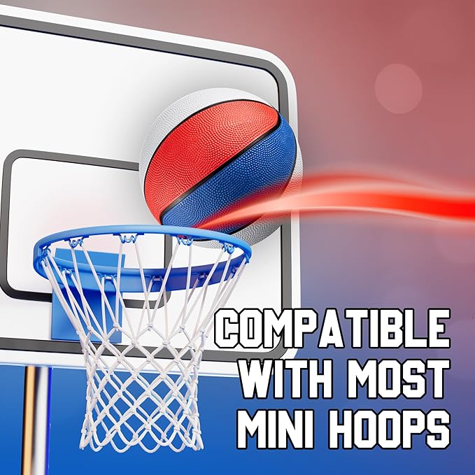Bedwina Mini Rubber Basketball Balls for Kids - (Pack of 12) 7 Inch, Size 3 - Pool Basketball Hoop Set, Outdoor & Indoor Small Hoops Carnivals, Game Prizes