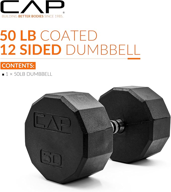 CAP Barbell Coated Hex Dumbbell Weight - Single | 10-120 lbs | Multiple Options