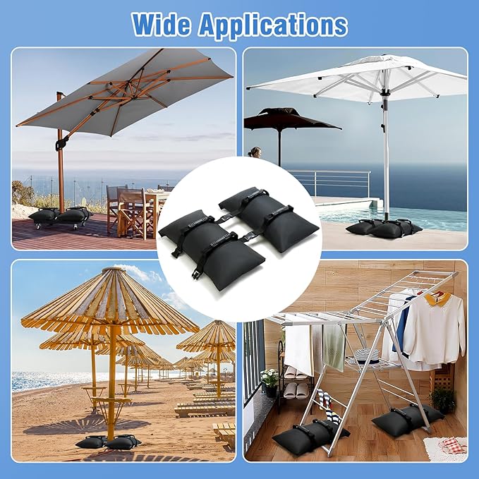 Sand Bags for Weight, 2-Pack 65LBS Heavy-Duty Fillable Sandbags for Weight to Hold Down Umbrella Base, Patio & Cantilever Umbrella Stands, Outdoor Furniture(Without Sand)(2, Large)