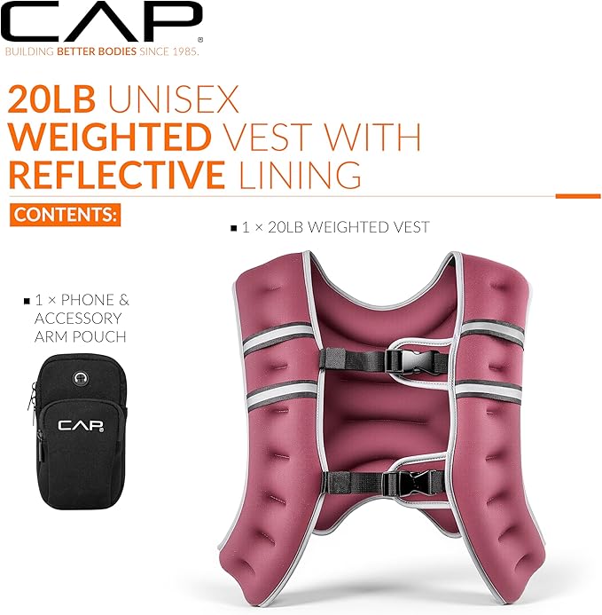 CAP Weighted Vest | 8lb -30lbs | Reflective Workout Vest for Walking, Running, Cardio, Strength Training | Multiple Colors