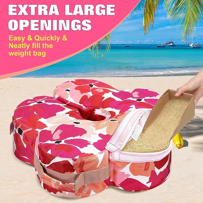 Lawn Social Umbrella Base Weight Bag, Round Heavy Duty Sand Bags for Cantilever Patio Umbrella, Universal Fit for Any Offset Design, Stabilize and Secure Umbrella (Pink)
