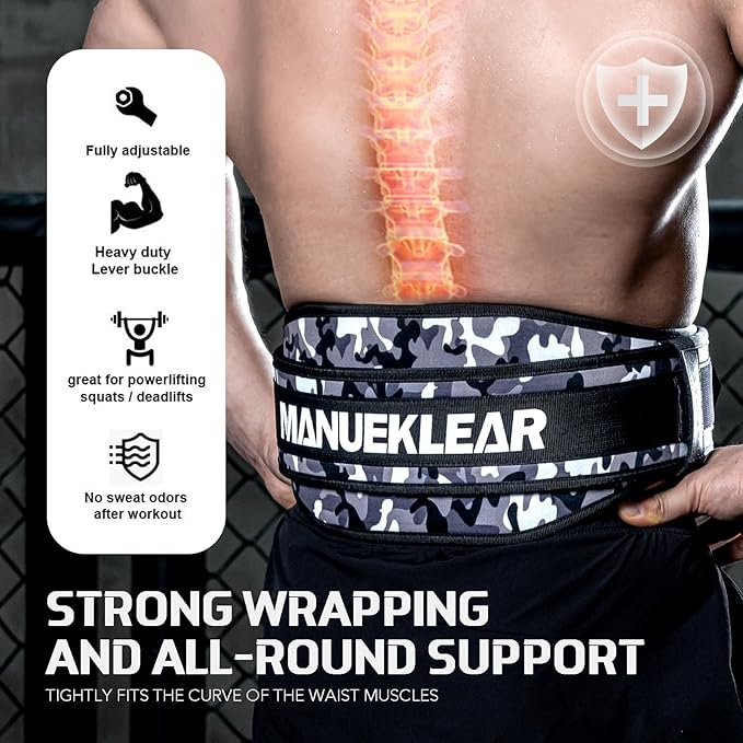Weight Lifting Belt, Lifting Belts for Women Men,MANUEKLEAR Weightlifting Belt Quick Locking Back Support for Bodybuilding, Fitness, Powerlifting, Cross Training, Squats, Workout, Exercise
