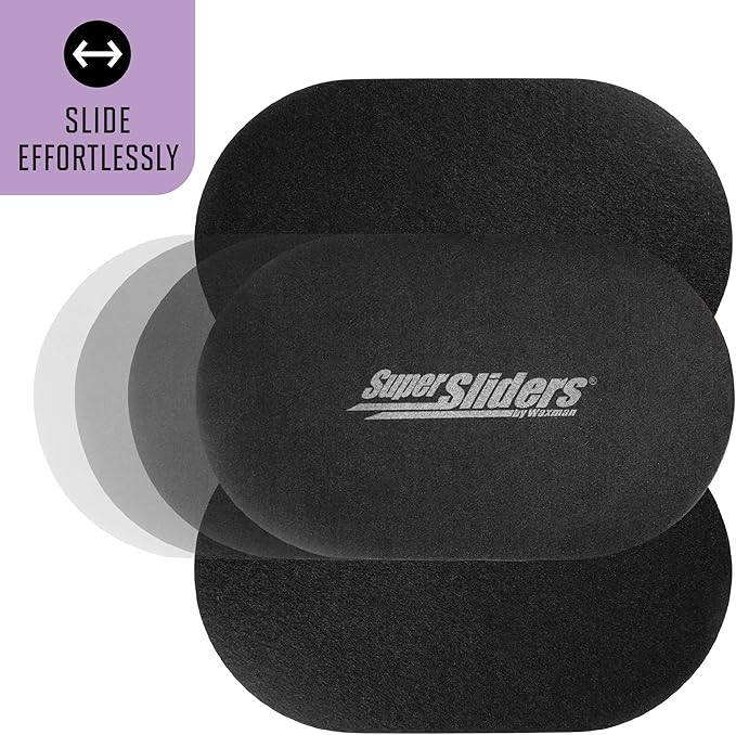 Super Sliders 5-3/4" x 9-1/2" XL Oval Reusable Felt Furniture Sliders for Hard Surfaces, Anti-Slip Protective Furniture Moving Pads for Beds, Sofas, Dressers, Set of 4, Black
