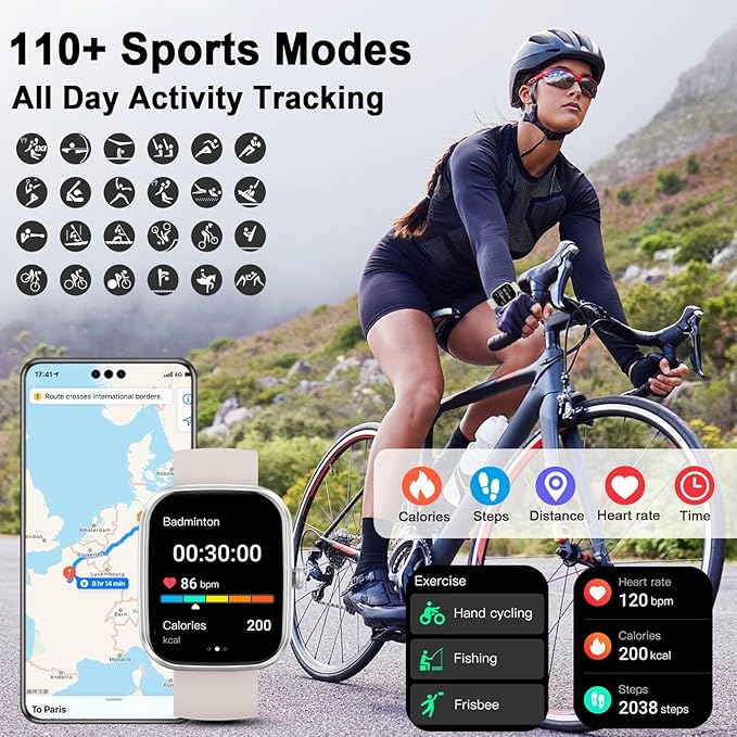 uaue AI Smart Watch with ChatGPT, 1.91" Bluetooth Calling Smartwatch for Men Women, 110+ Fitness Modes Activity Tracker, Sleep/Heart Rate/Calorie Monitor, IP68 Waterproof Step Counter for Android iOS