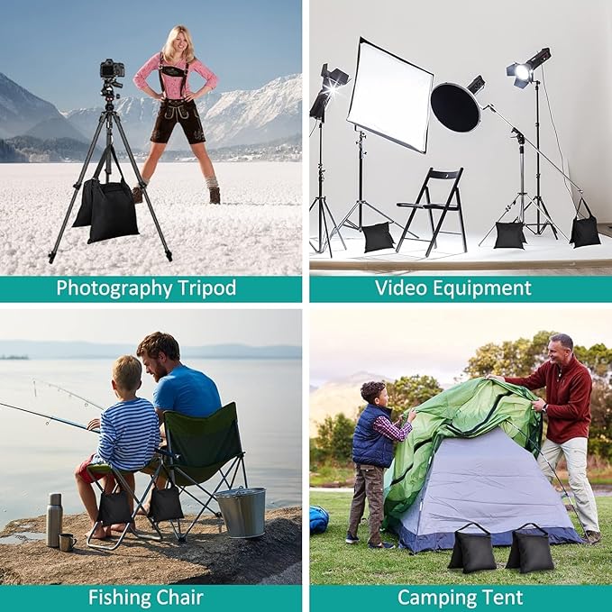 Aimosen 12 Packs Sandbags Weight Bags for Light Stand Photography Video Support, Heavy Duty Saddlebags for Backdrop Stand, Photo Tripod, Canopy, Pop up Tent, Umbrella Base, Fishing Chair, Wedding Shed