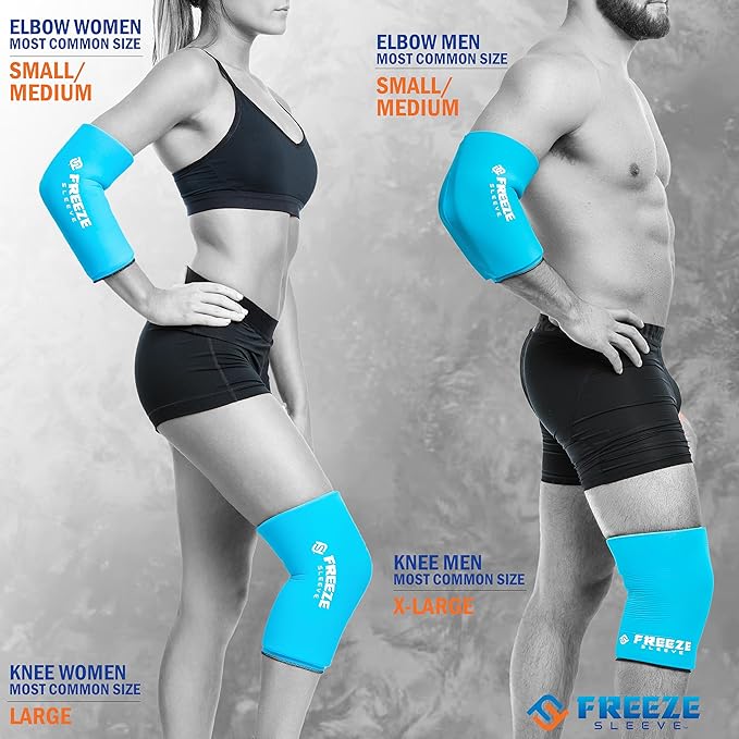 FreezeSleeve Ice & Heat Therapy Sleeve- Reusable, Flexible Gel Hot/Cold Pack, 360 Coverage for Knee, Elbow, Ankle, Wrist- Turquoise, Small/Medium