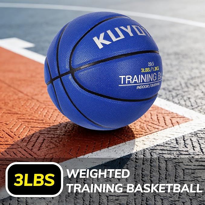 KUYOTQ 3LBS/3.3LBS/2.2LBS Weighted Heavy Training Basketball 29.5/28.5" in and Outdoor Improving Handling Dribbling Passing Rebounding Skill Composite Size 7/6 Weighted Training Basketball Equipment