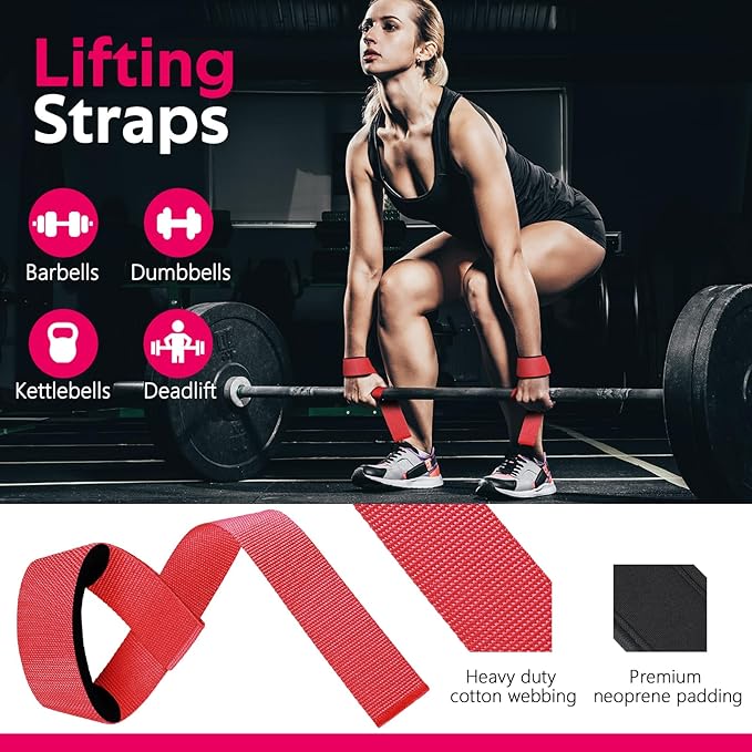 WALITO 8Pcs Barbell Pad Set for Hip Thrust - Squat Pad,Gym Accessories for Women with Bar Bad,Bench Press, with Gym Ankle Straps,Resistance Bands for Working Out,Lifting Strap,Carry Bag