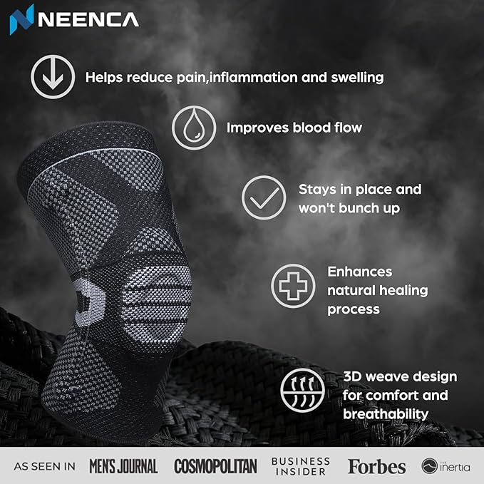 NEENCA Professional Knee Brace for Pain Relief, Medical Knee Compression Sleeve, Knee Support with Horizontal Knit Tech for Meniscus Tear, ACL, Arthritis, Joint Pain, Runner, Workout