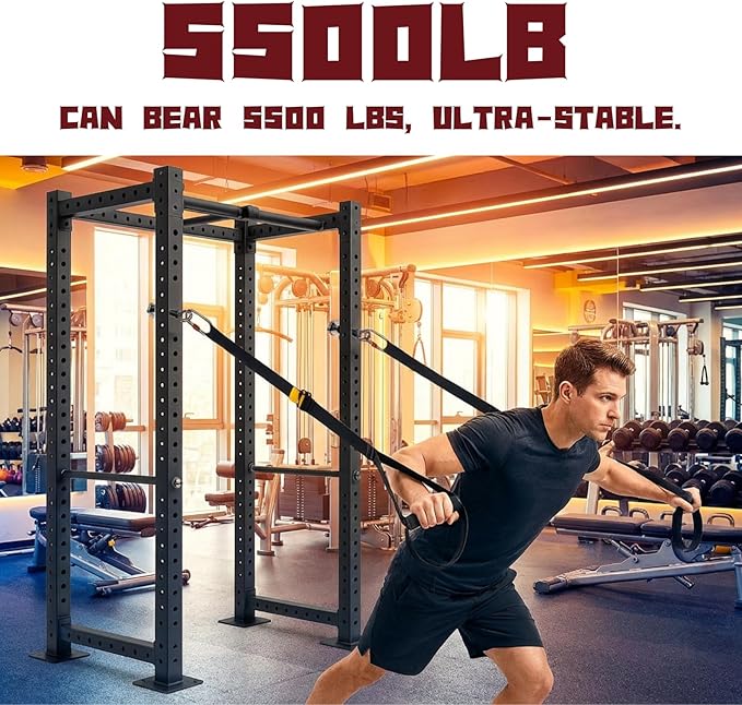 2PCS Stainless Steel Power Rack Attachments – Universal Fit for 2x2 & 3x3 Frames (1/2" & 1" Holes) – Zero-Wobble Squat Rack Accessories with Ergonomic Star Knob & Screw-Lock Carabiner