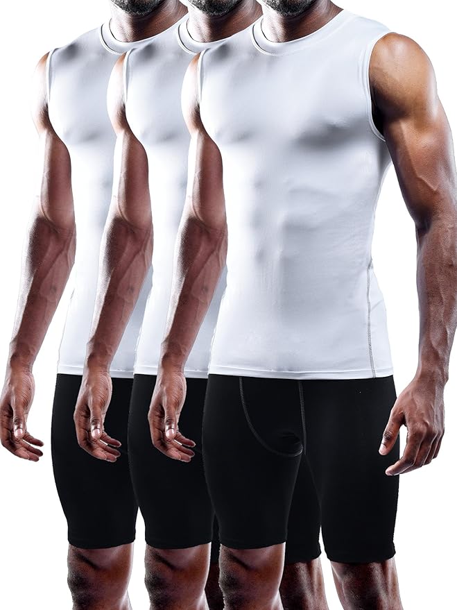 NELEUS Men's 3 Pack Athletic Compression Under Base Layer Sport Tank Top