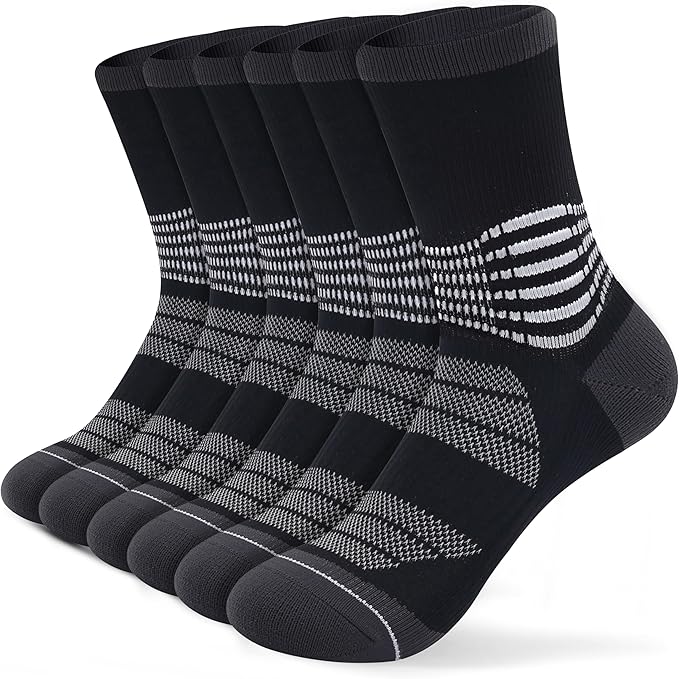 IRAMY Crew Compression Socks for Women Men with Ankle Arch Support Plantar Fasciitis Relief 3/6 Pairs