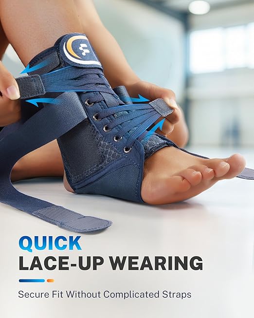 Ankle Brace for Men Women with Quick Lace Up, Adjustable Figure 8 Compression Support for Achilles Tendonitis, Ankle Sprain & Swelling Relief for Volleyball, Running & Daily Wear, S