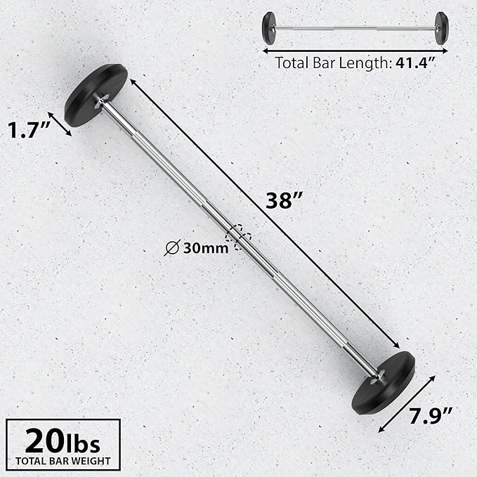 Synergee Fixed Barbell Pre Weighted Straight Steel Bar with Rubber Weights - Fixed Weight