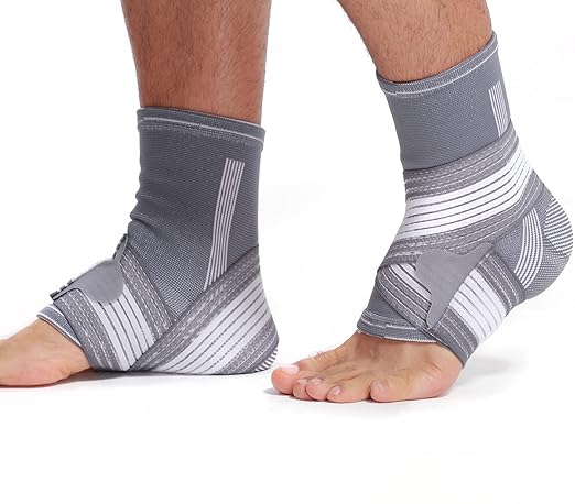 NeoTech Care Adjustable Ankle Support Brace (Black, Size M, 1 Pair)