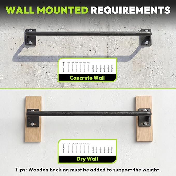 Pull Up Bar for Doorway and Wall Mount - Chin Up Bars for Home Gym, 36‘’/52‘’ in Upper Body Workout Equipment with 500 lbs Capacity, Portable Thickened Steel Construction, Joist Mounted