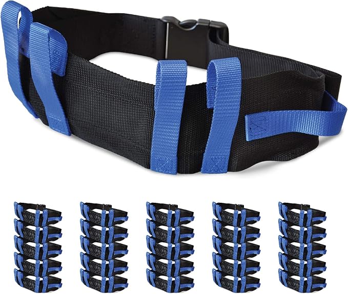 NYOrtho Transfer Gait Belt - 6 Heavy Handles (25 Pack) - Gate Belt with Easy Fasten Buckle - Lift Assist for Elderly and Patient Care | Adjustable Size 28” to 55”