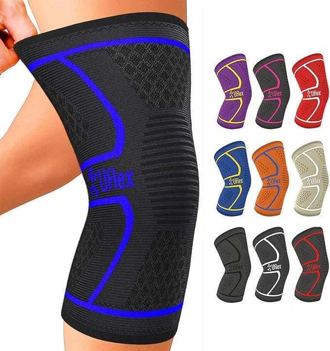 UFlex Athletics Knee Brace for Men and Women Knee Compression Sleeve Support for Arthritis Joint Pain Relief, Workout, Swelling, Sports, Circulation, Running, Recovery Support for ACL & Meniscus Tear