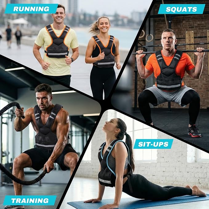 Adjustable Weighted Vest for Men and Women,4-10lb Variable Body Weight Vest for Home Workouts, Running, Rucking, HIIT & Strength Training, Removable Ironsand Weights, Reflective & Pockets