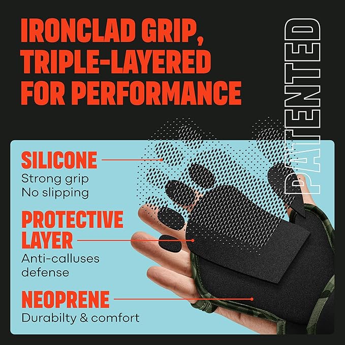 Mava Sports Open Gym Gloves with Integrated Wrist Support – Padded Weight Lifting Gloves for Men & Women – Silicone Grip Fingerless Workout Gloves for Cross Training & Fitness – 1 Pair