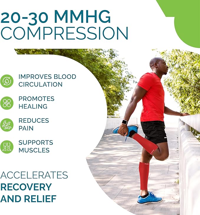 Run Forever Calf Compression Sleeves for Men and Women - Leg Compression Sleeve - Footless Compression Socks for runners