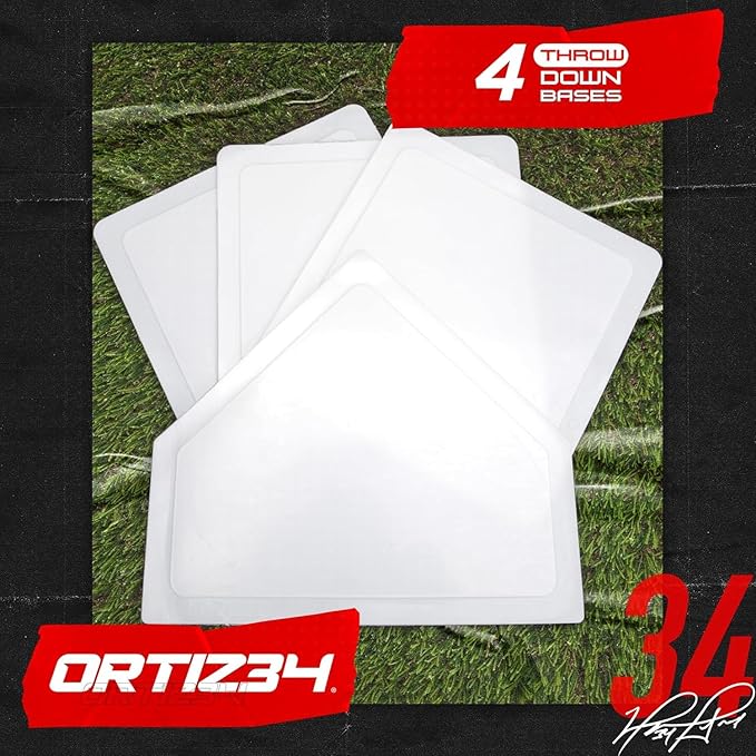 Grand Slam Set- Graffiti Plastic Bat, David Ortiz Backyard Baseball Set with 3 Balls, 4 Throw Down Bases