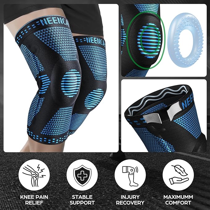 NEENCA Professional Knee Brace for Pain Relief, Medical Knee Support with Patella Pad & Side Stabilizers, Compression Knee Sleeve for Meniscus Tear, ACL, Joint Pain, Runner, Workout (Blue, XXX-Large)