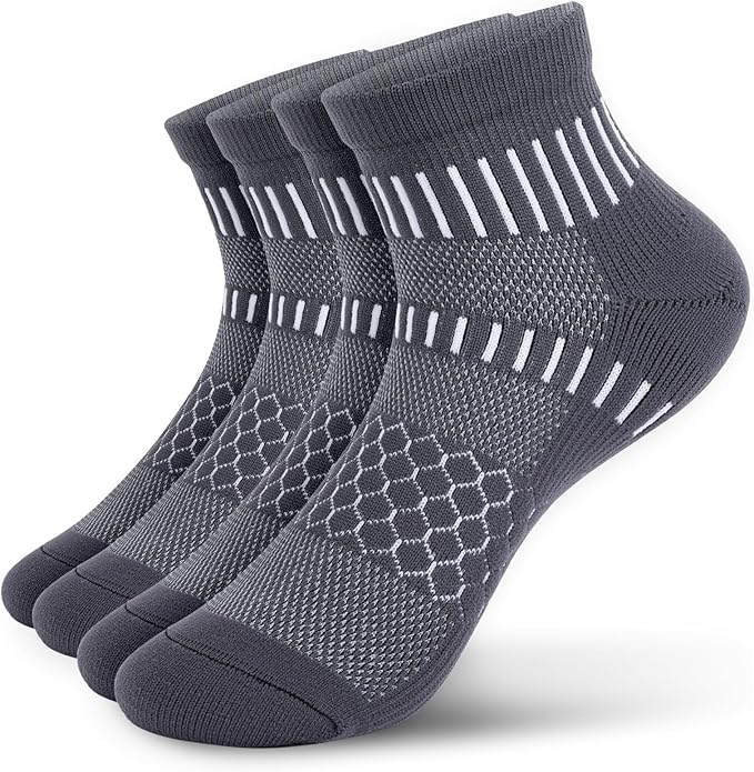 IRAMY Ankle Compression Socks for Men Women Cushioned Running Athletic Socks Plantar Fasciitis Relief 2/4/6 Pairs