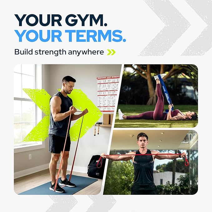Iron Core Fitness Gym Quality Long Resistance Bands Multi Pack of 5- Loved by Fitness Pros for Group Workouts in Gyms, Boxes, Studios and Bootcamps. Perfect for Pull Ups, Strength Training, Mobility